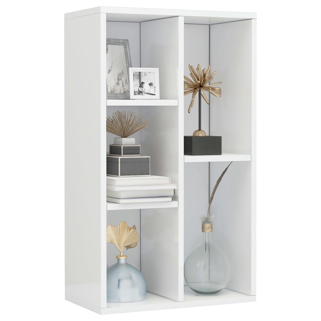 Bookcase/sideboard, extra-glossy white, 50x25x80 cm, chipboard
