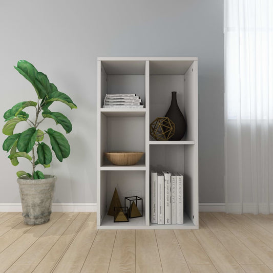 Bibliotecă/Dulap, alb extralucios, 50x25x80 cm, lemn prelucrat