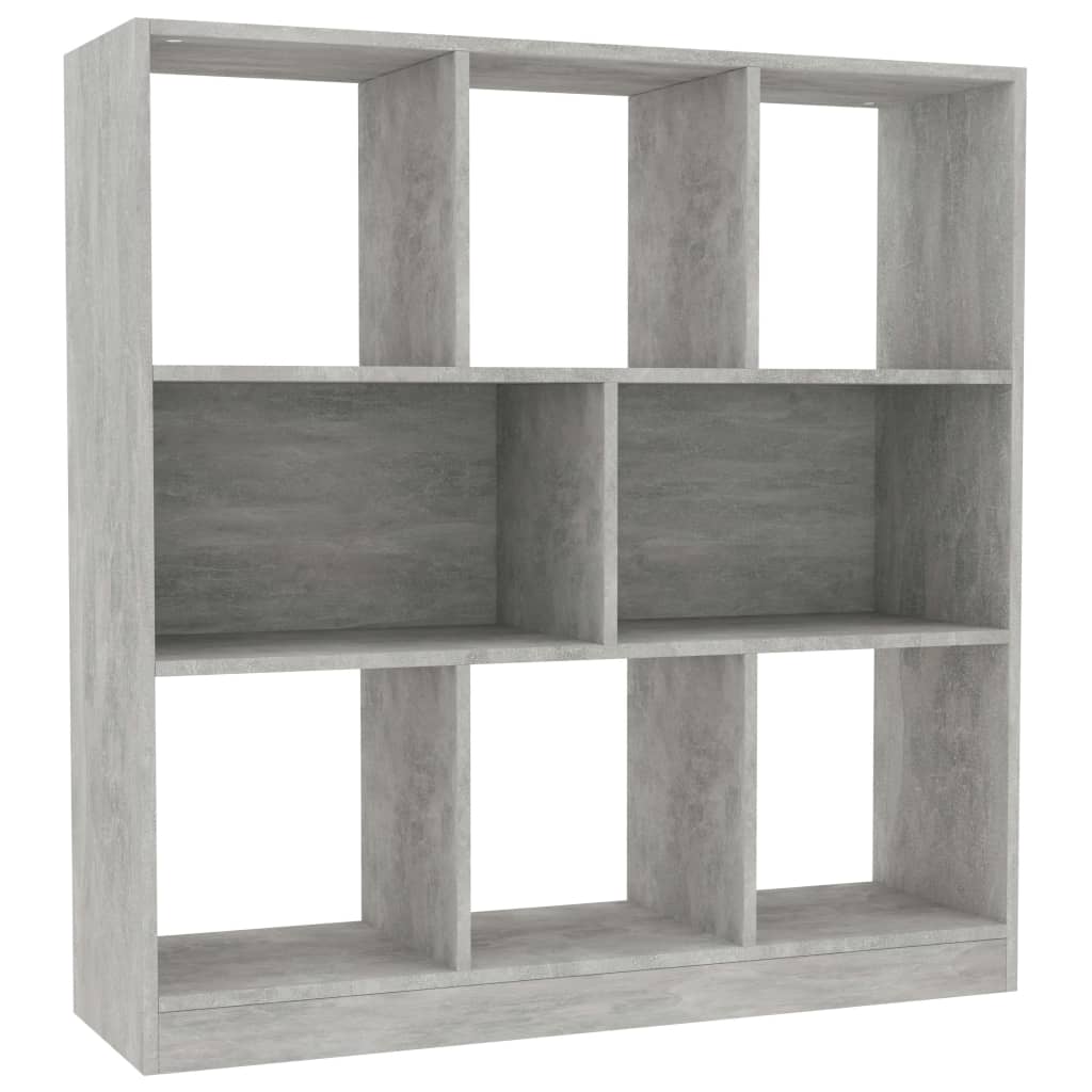 Bibliotecă, gri beton, 97,5x29,5x100 cm, lemn prelucrat