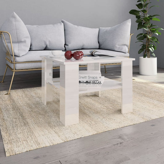 Coffee table, glossy white, 60 x 60 x 42 cm, chipboard