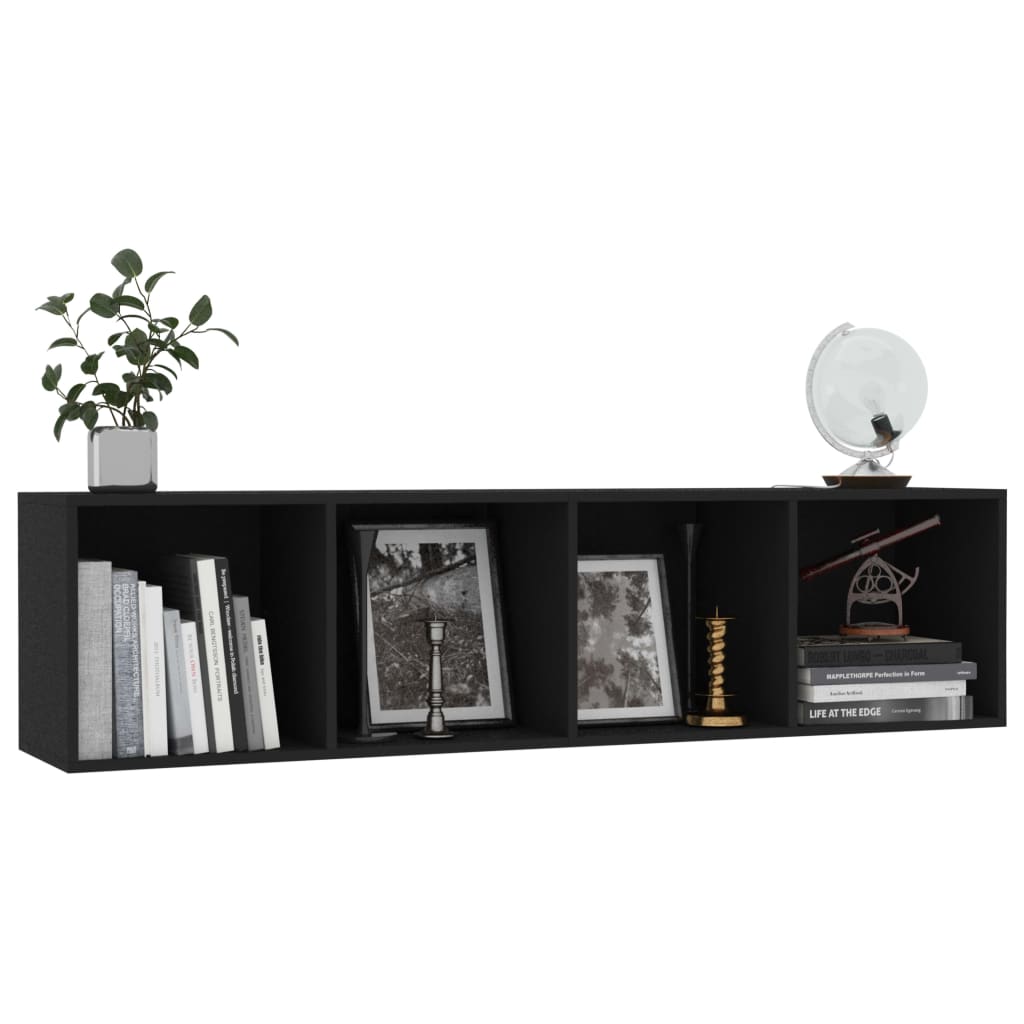 Bibliotecă/Comodă TV, negru, 143x30x36 cm