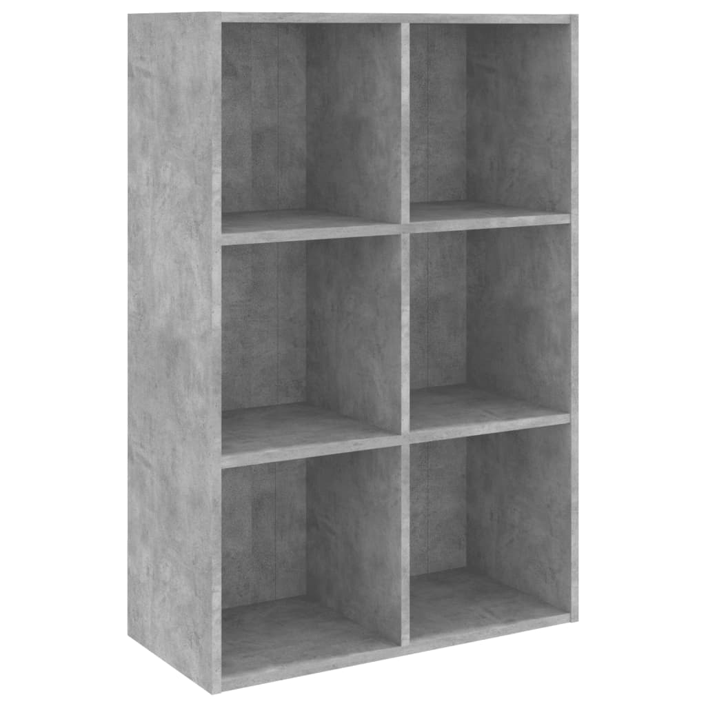 Bibliotecă/Servantă, gri beton, 66x30x98 cm, PAL