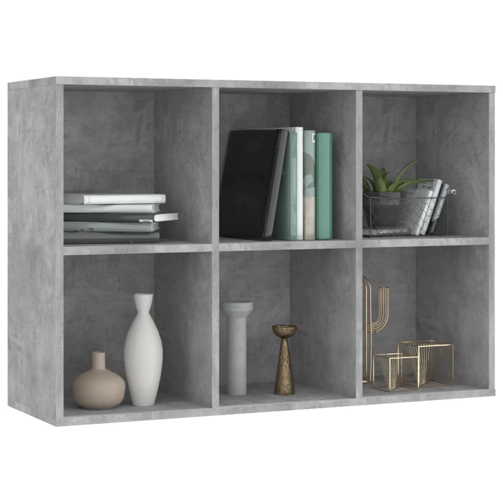 Bibliotecă/Servantă, gri beton, 66x30x98 cm, PAL