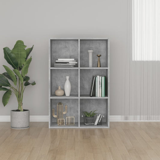 Bibliotecă/Servantă, gri beton, 66x30x98 cm, PAL