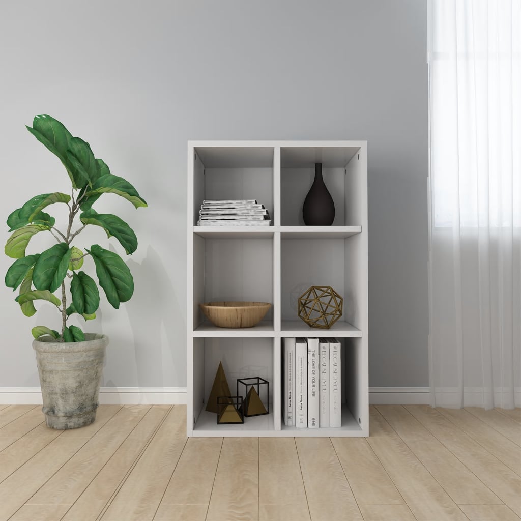Bibliotecă/Servantă, alb extralucios, 66x30x98 cm, PAL