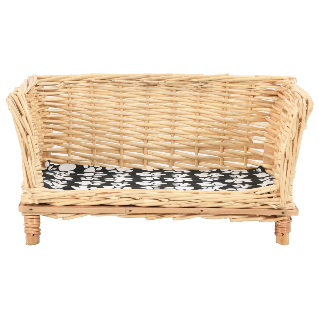 Dog basket with cushion, 50x33x30 cm, natural willow