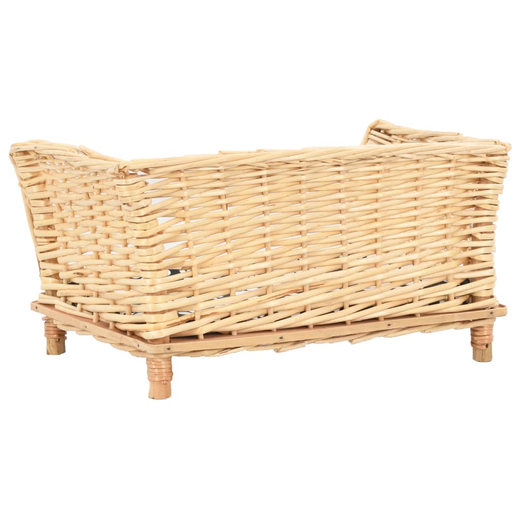 Dog basket with cushion, 50x33x30 cm, natural willow