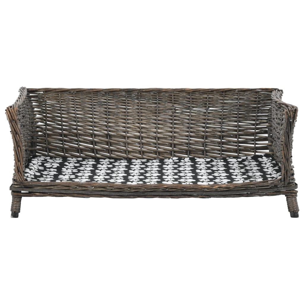 Dog bed with cushion, gray, 90x54x35 cm, wicker