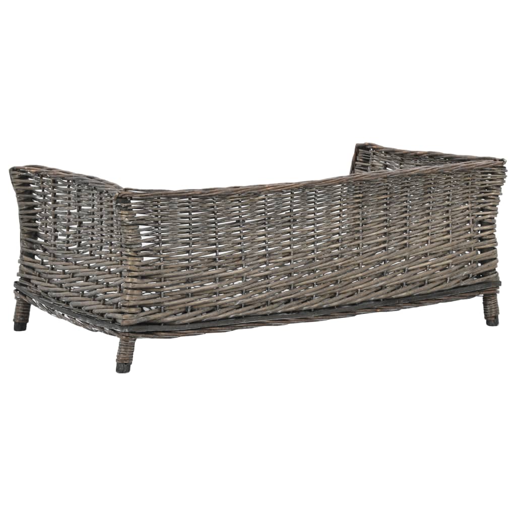Dog bed with cushion, gray, 90x54x35 cm, wicker