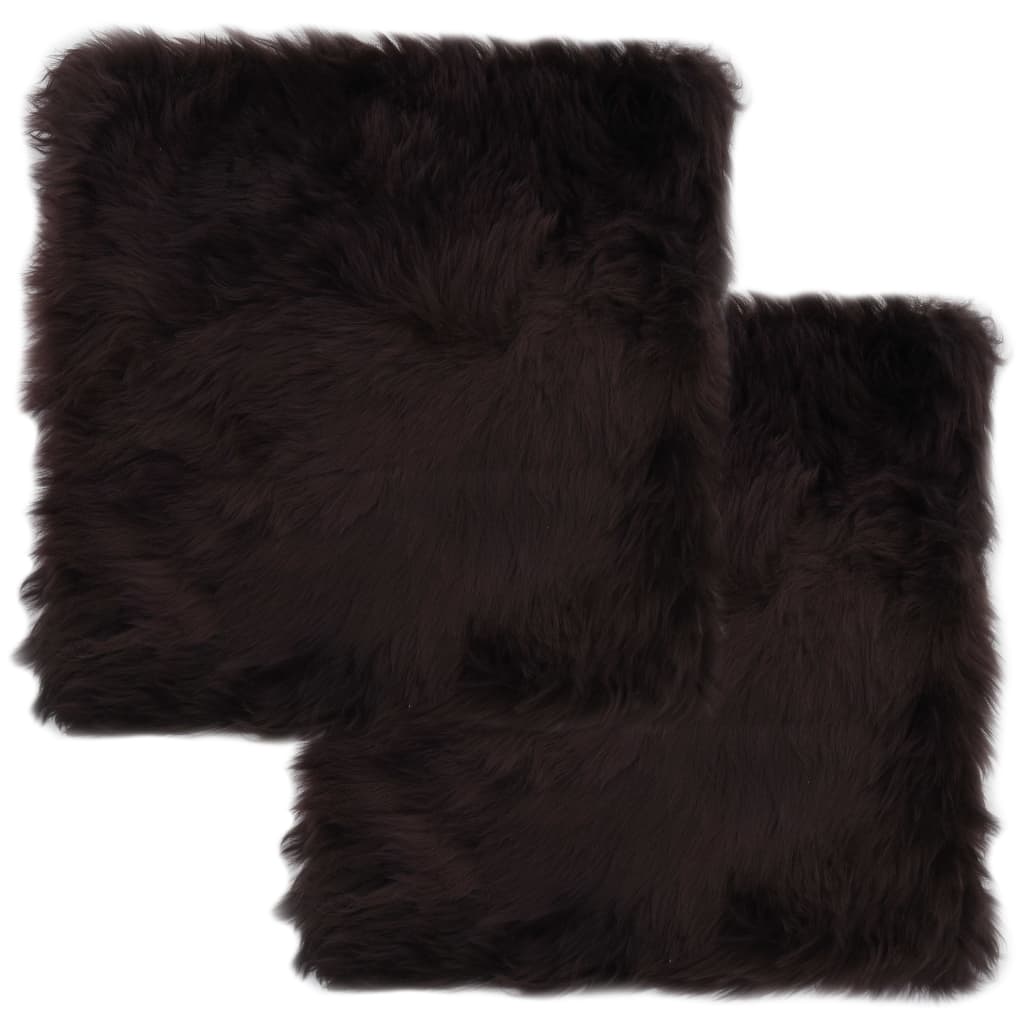 Seat cushions, 2 pcs., brown, 40 x 40 cm, genuine sheepskin