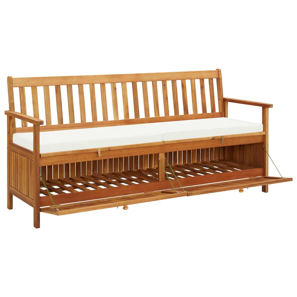 Bancă de depozitare cu pernă, 170 cm, lemn masiv de acacia