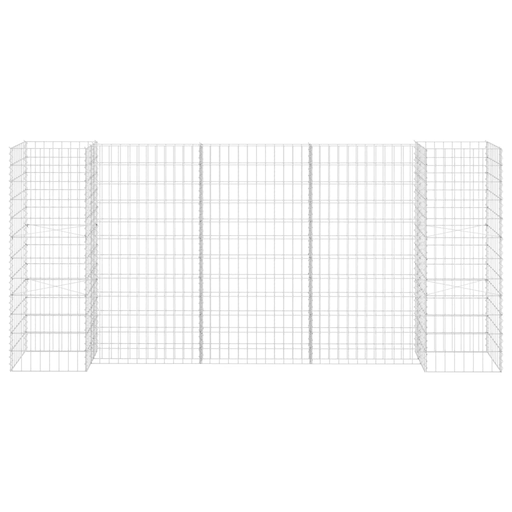 Jardinieră gabion în formă de H, sârmă oțel, 260 x 40 x 120 cm