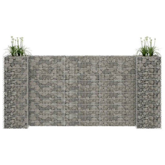 Jardinieră gabion în formă de H, sârmă oțel, 260 x 40 x 120 cm