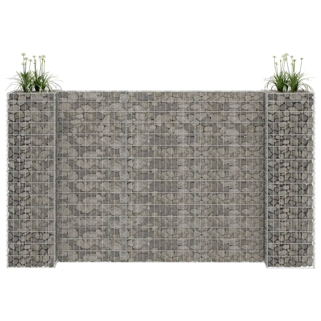 Jardinieră gabion în formă de H, sârmă oțel, 260 x 40 x 150 cm
