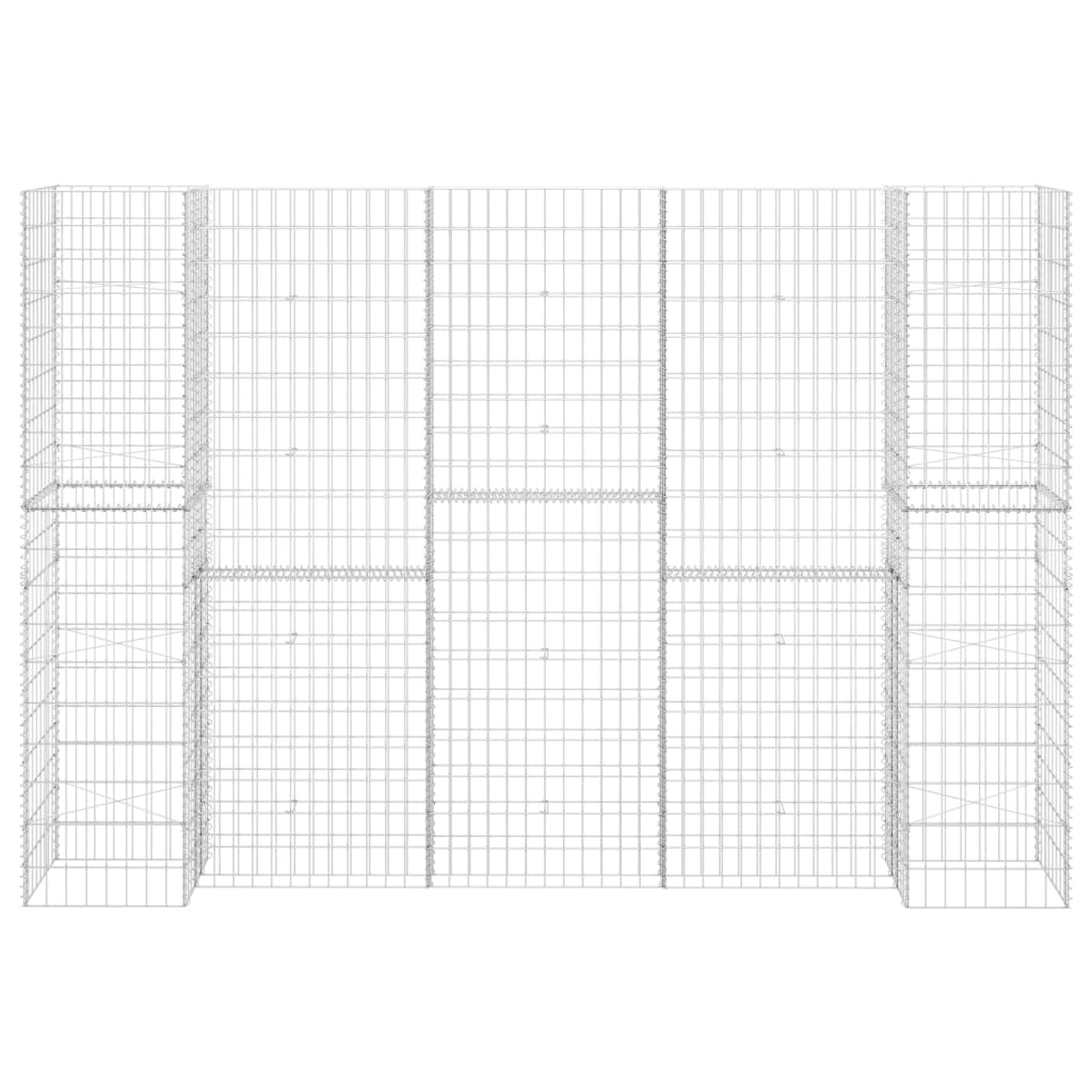 Jardinieră gabion în formă de H, 260 x 40 x 180 cm, sârmă oțel