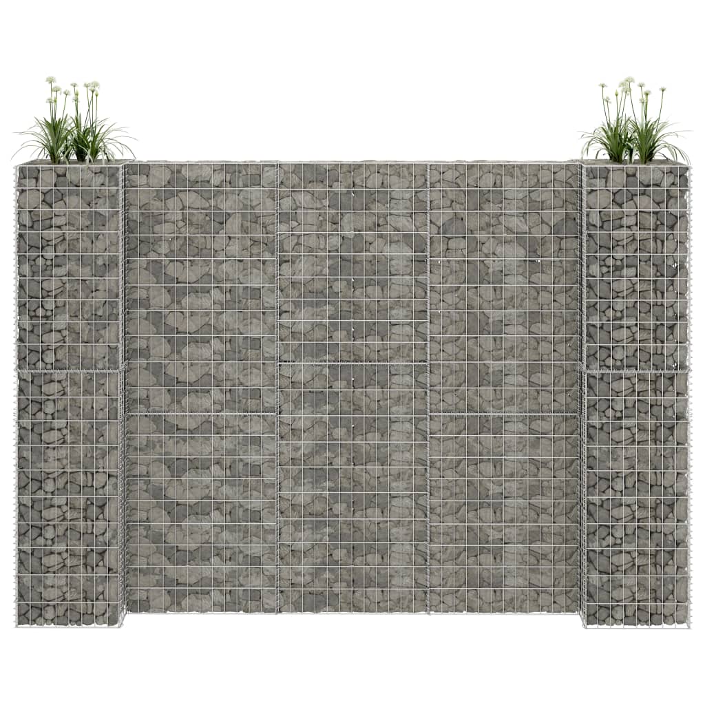 Jardinieră gabion în formă de H, 260 x 40 x 180 cm, sârmă oțel