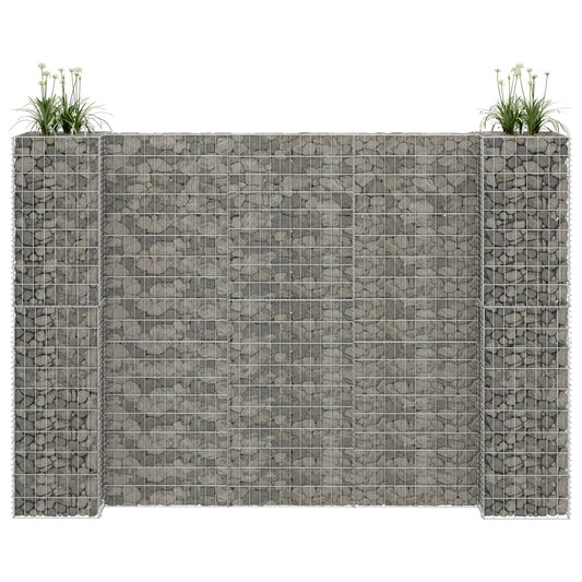 Jardinieră gabion în formă de H, 260 x 40 x 180 cm, sârmă oțel