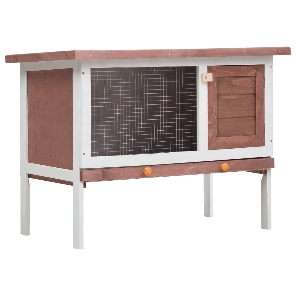 Outdoor rabbit cage, 1 level, brown, wood