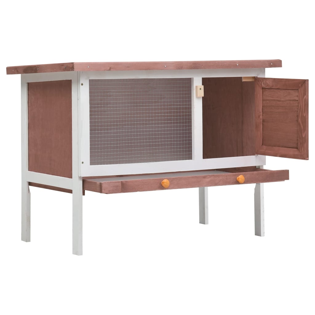 Outdoor rabbit cage, 1 level, brown, wood