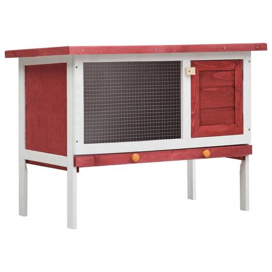 Rabbit cage for outdoor, 1 level, red, wood
