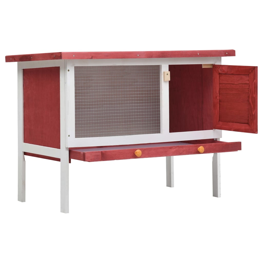 Rabbit cage for outdoor, 1 level, red, wood