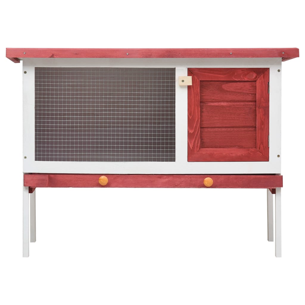 Rabbit cage for outdoor, 1 level, red, wood