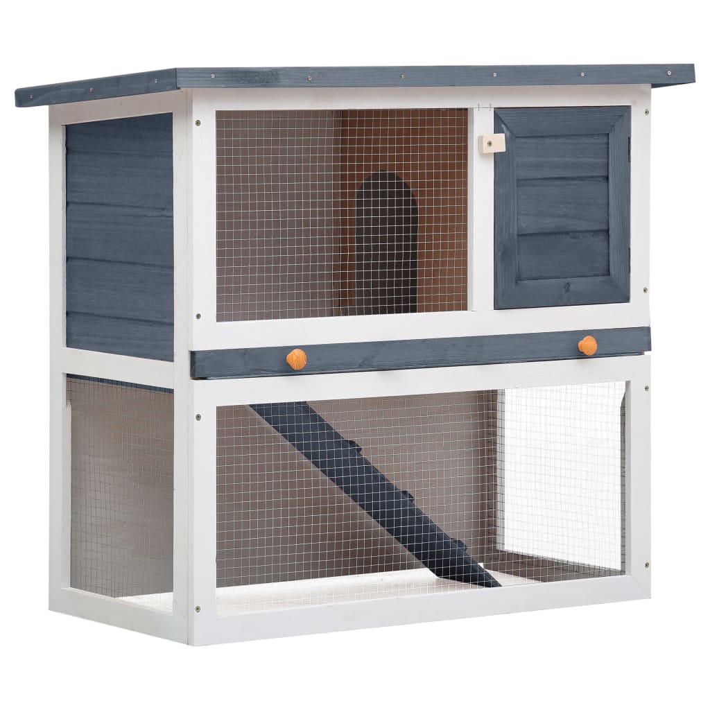 Outdoor rabbit cage, 1 door, gray, wood