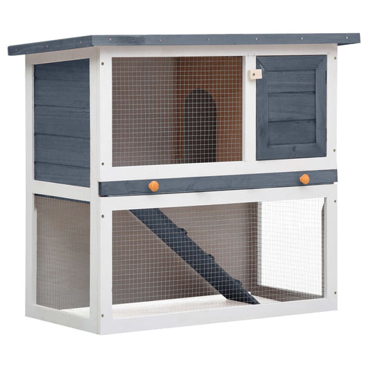 Outdoor rabbit cage, 1 door, gray, wood