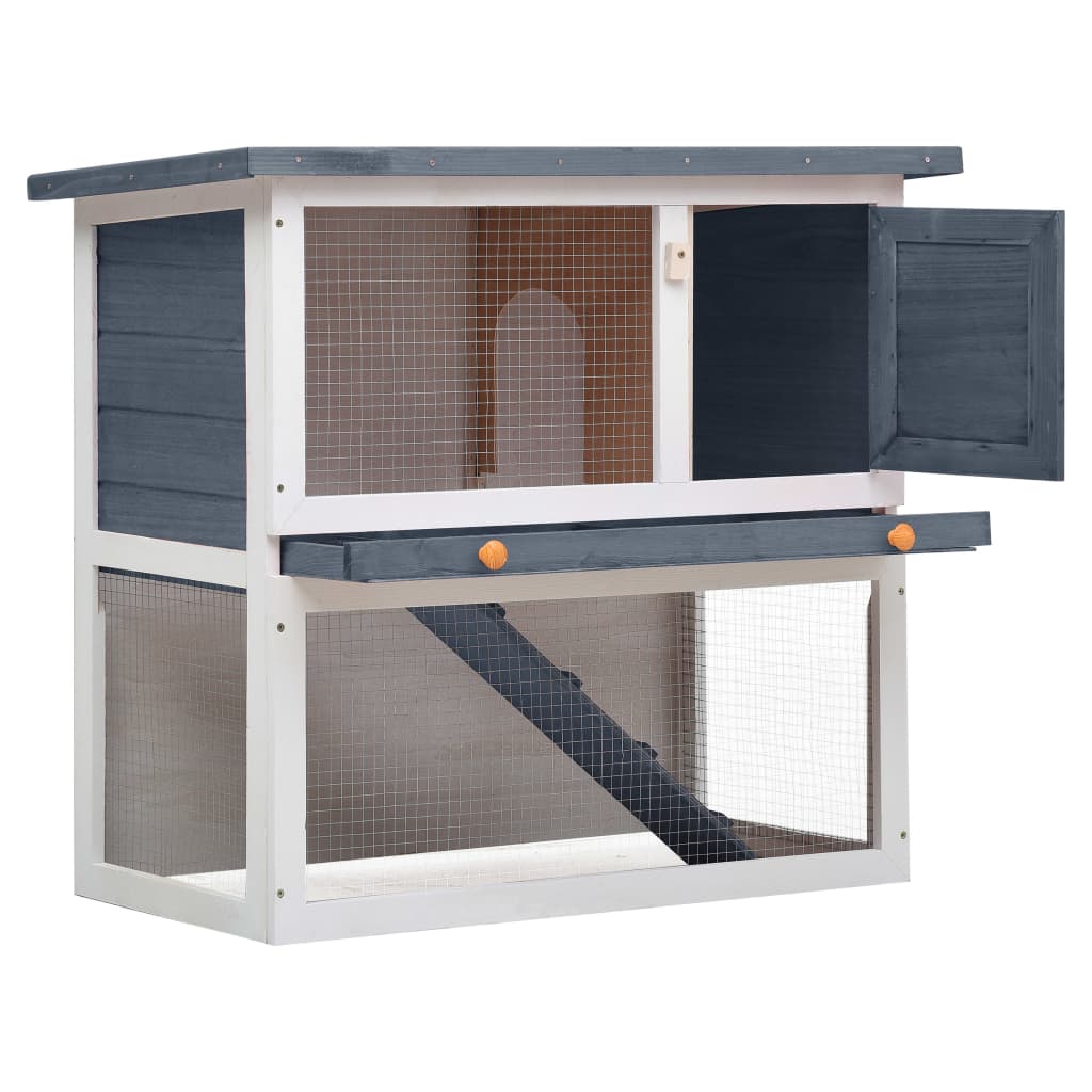 Outdoor rabbit cage, 1 door, gray, wood