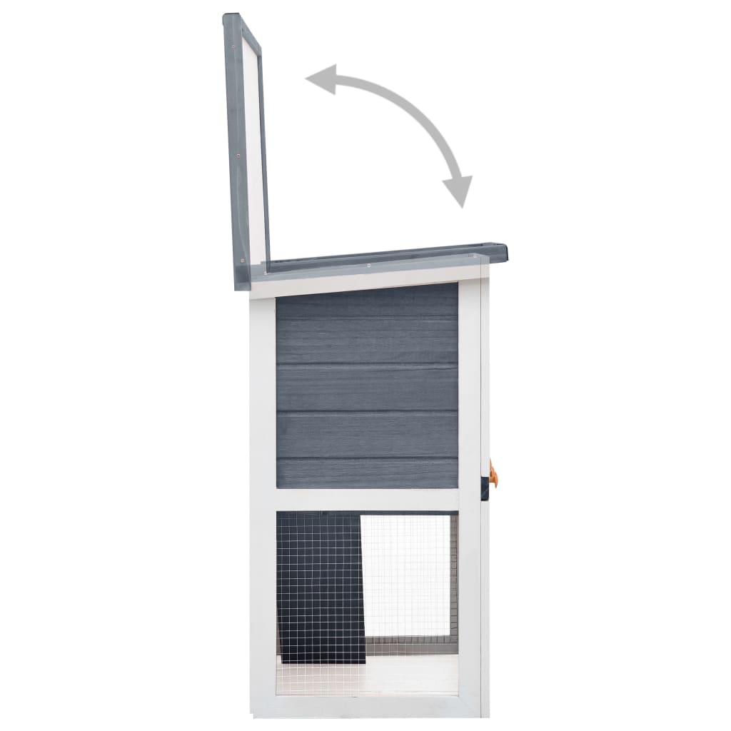 Outdoor rabbit cage, 1 door, gray, wood