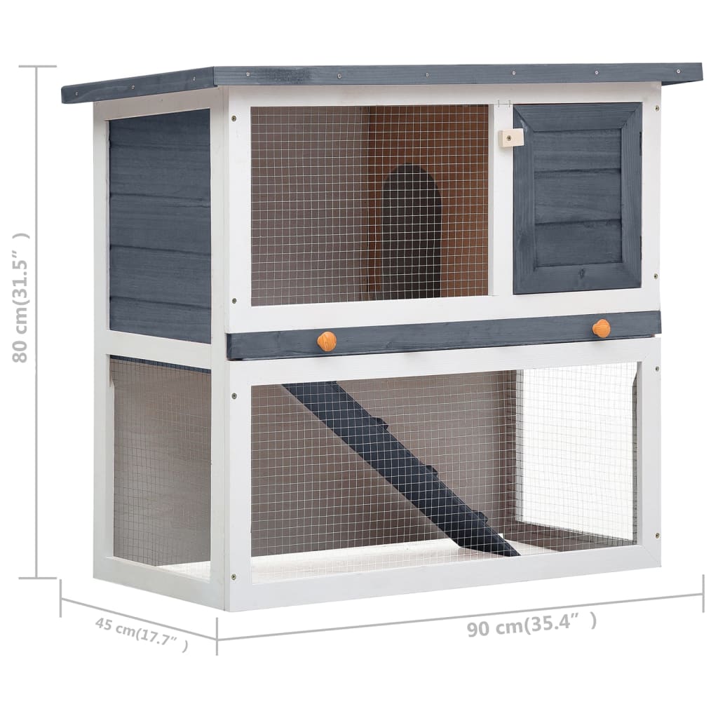 Outdoor rabbit cage, 1 door, gray, wood