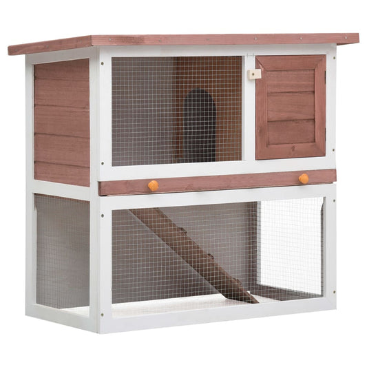 Outdoor rabbit cage, 1 door, brown, wood