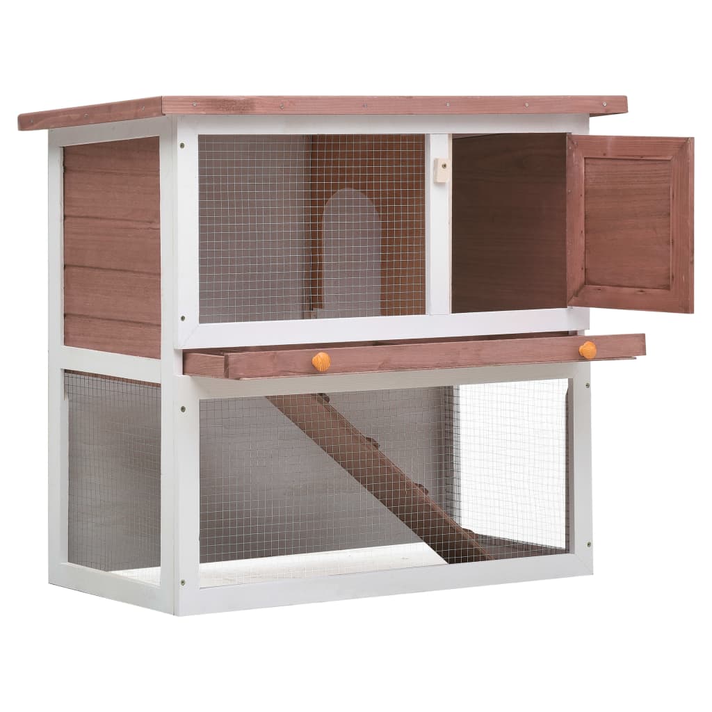 Outdoor rabbit cage, 1 door, brown, wood