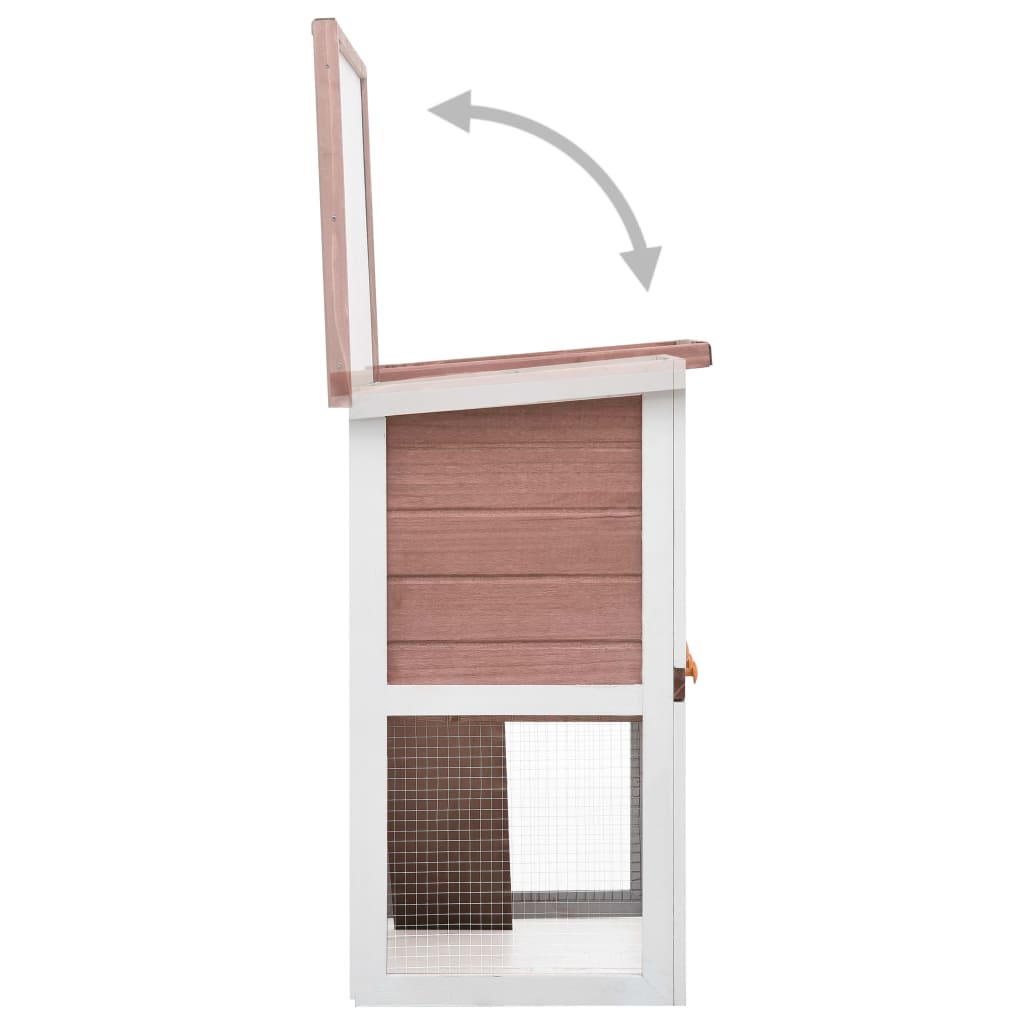 Outdoor rabbit cage, 1 door, brown, wood