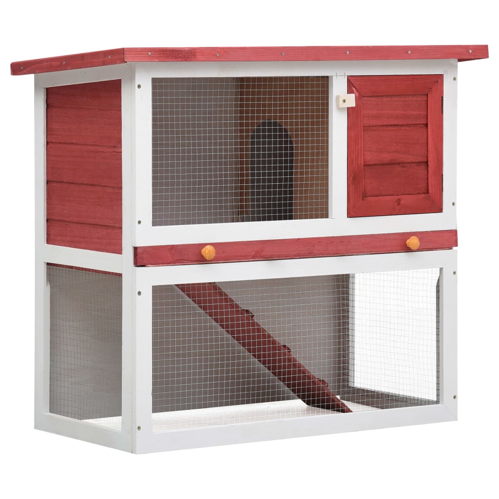 Outdoor rabbit cage, 1 door, red, wood