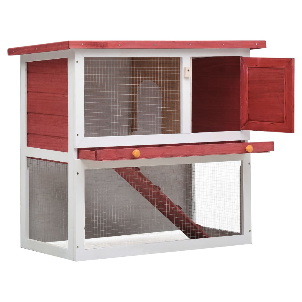 Outdoor rabbit cage, 1 door, red, wood