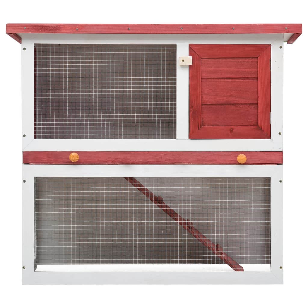 Outdoor rabbit cage, 1 door, red, wood