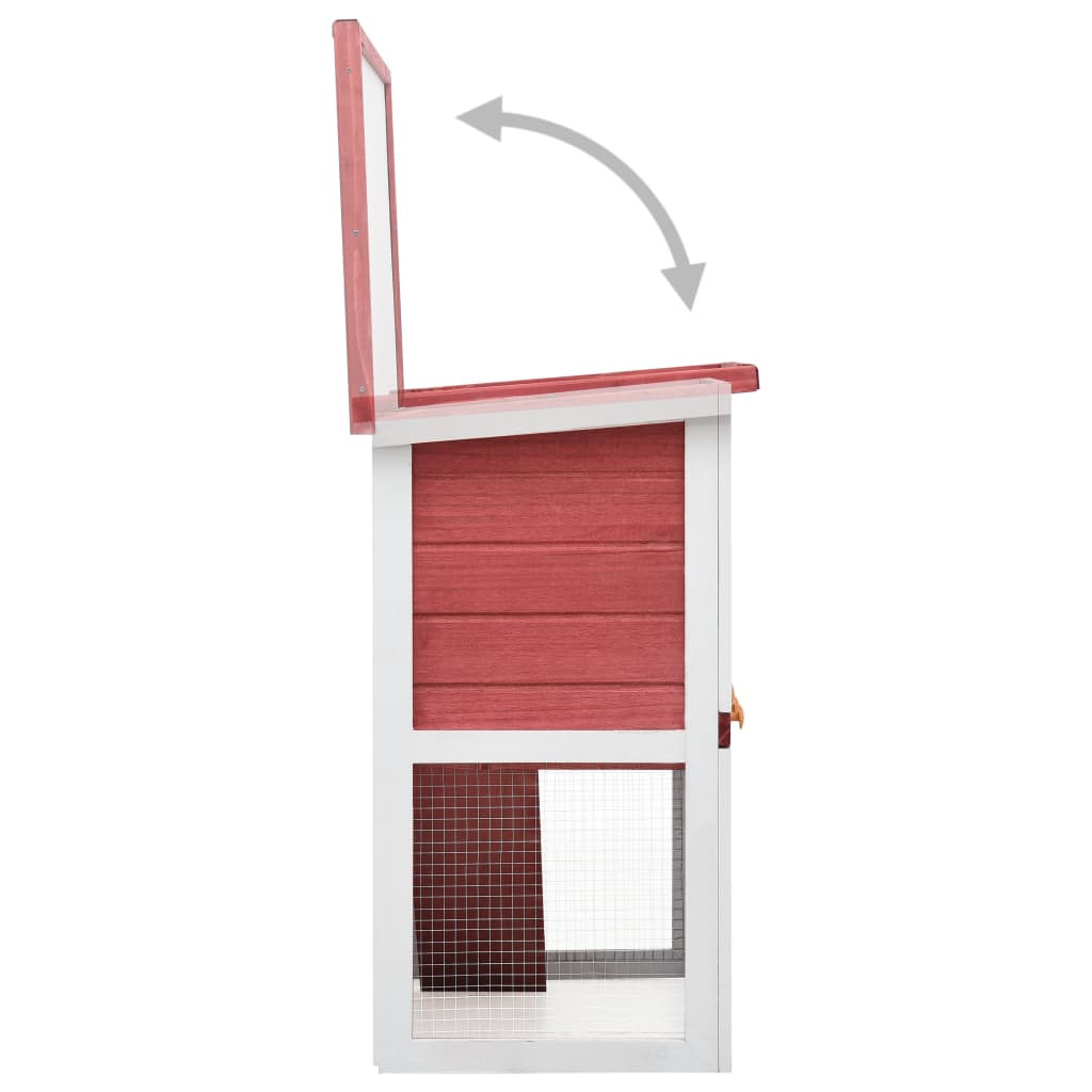 Outdoor rabbit cage, 1 door, red, wood
