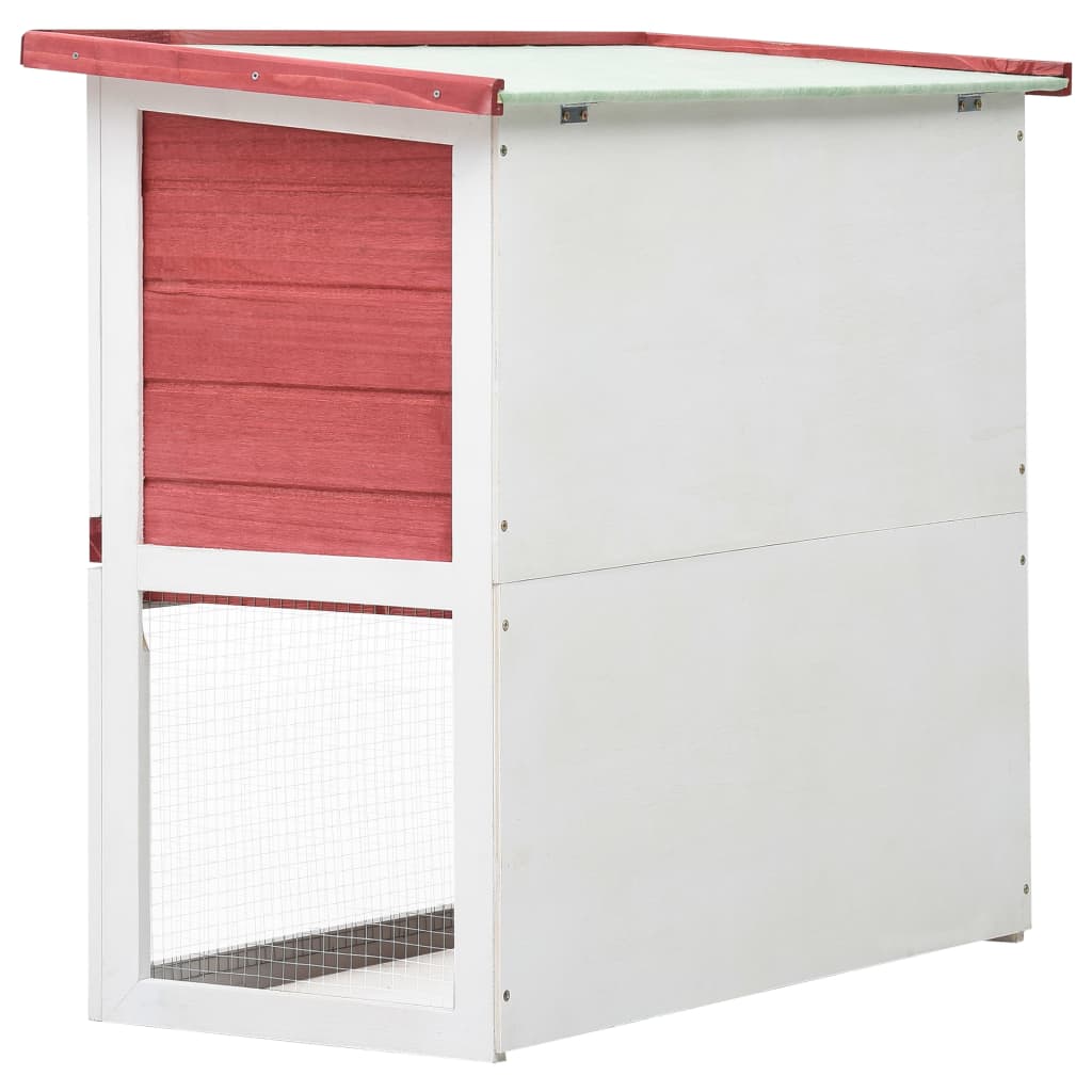 Outdoor rabbit cage, 1 door, red, wood