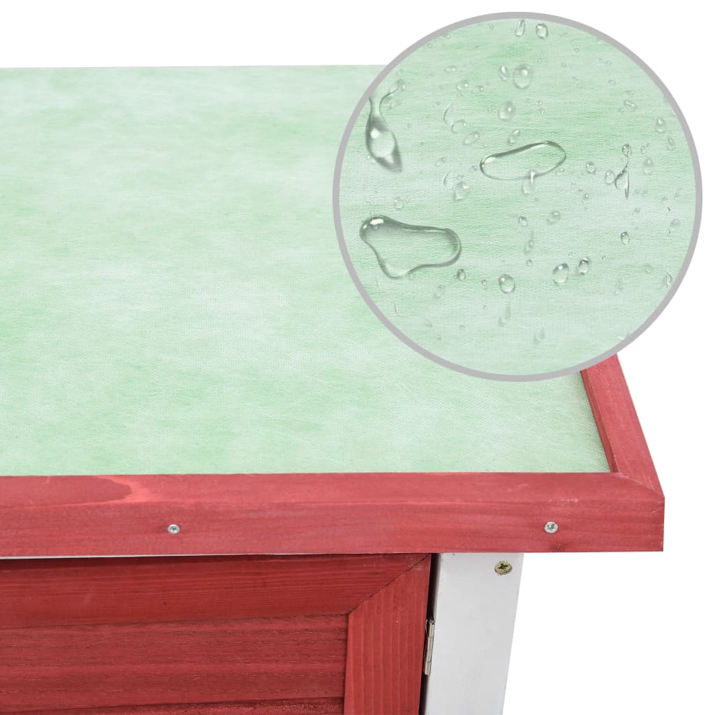 Outdoor rabbit cage, 1 door, red, wood