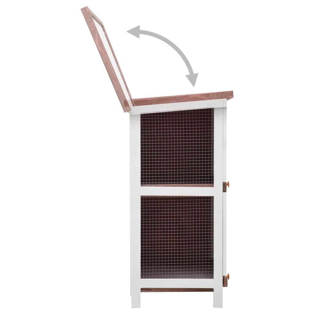 Outdoor rabbit cage, 4 doors, brown, wood