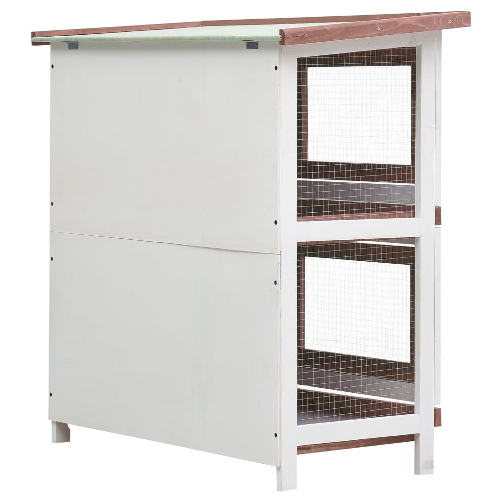 Outdoor rabbit cage, 4 doors, brown, wood