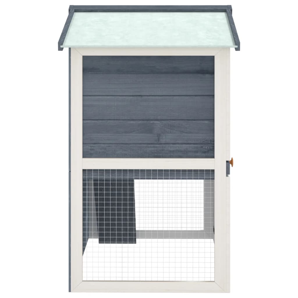 Outdoor rabbit cage, 3 doors, gray, wood