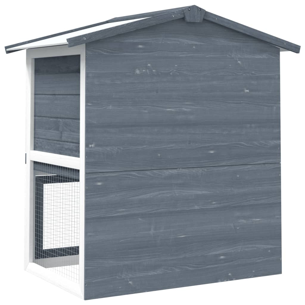 Outdoor rabbit cage, 3 doors, gray, wood