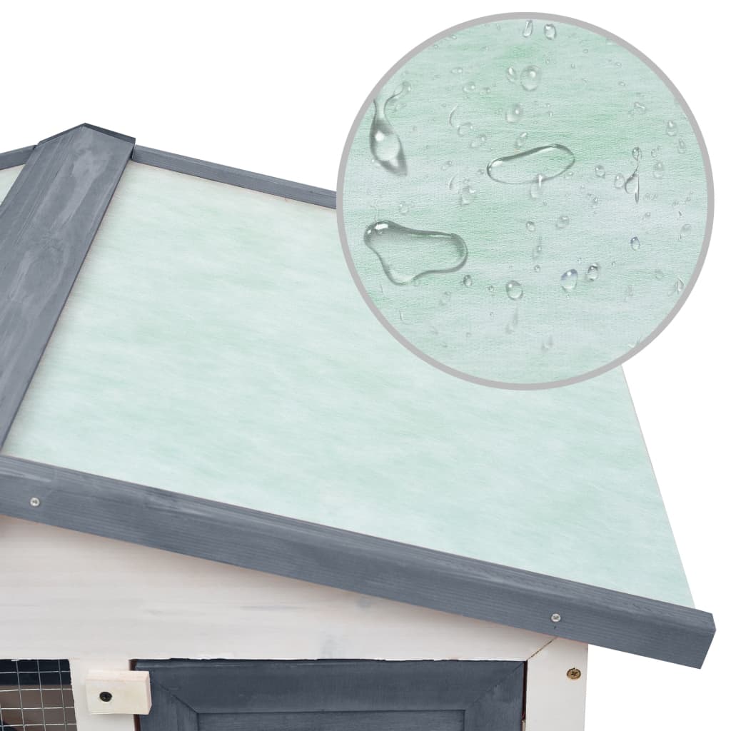 Outdoor rabbit cage, 3 doors, gray, wood