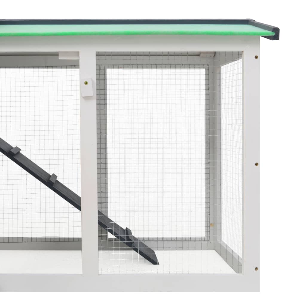 Large outdoor cage for rabbits, gray and white, 145x45x84 cm, wood