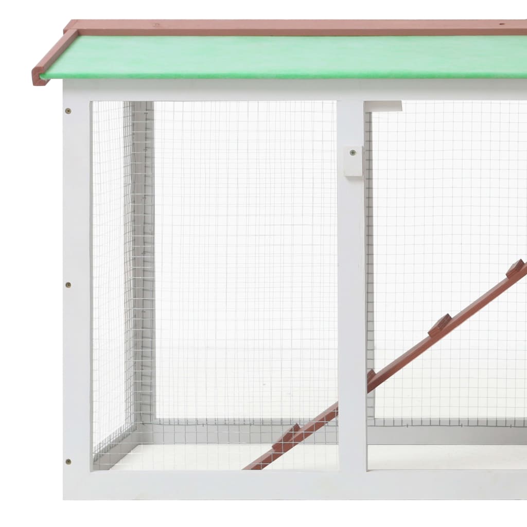 Large outdoor cage for rabbits, brown and white, 145x45x84 cm, wood