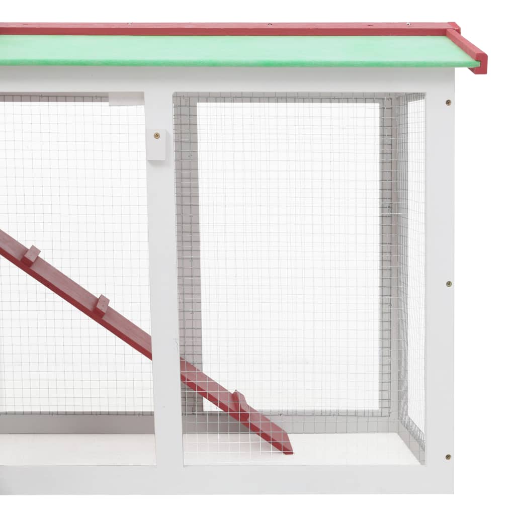 Large outdoor cage for rabbits, red and white 145x45x84 cm, wood