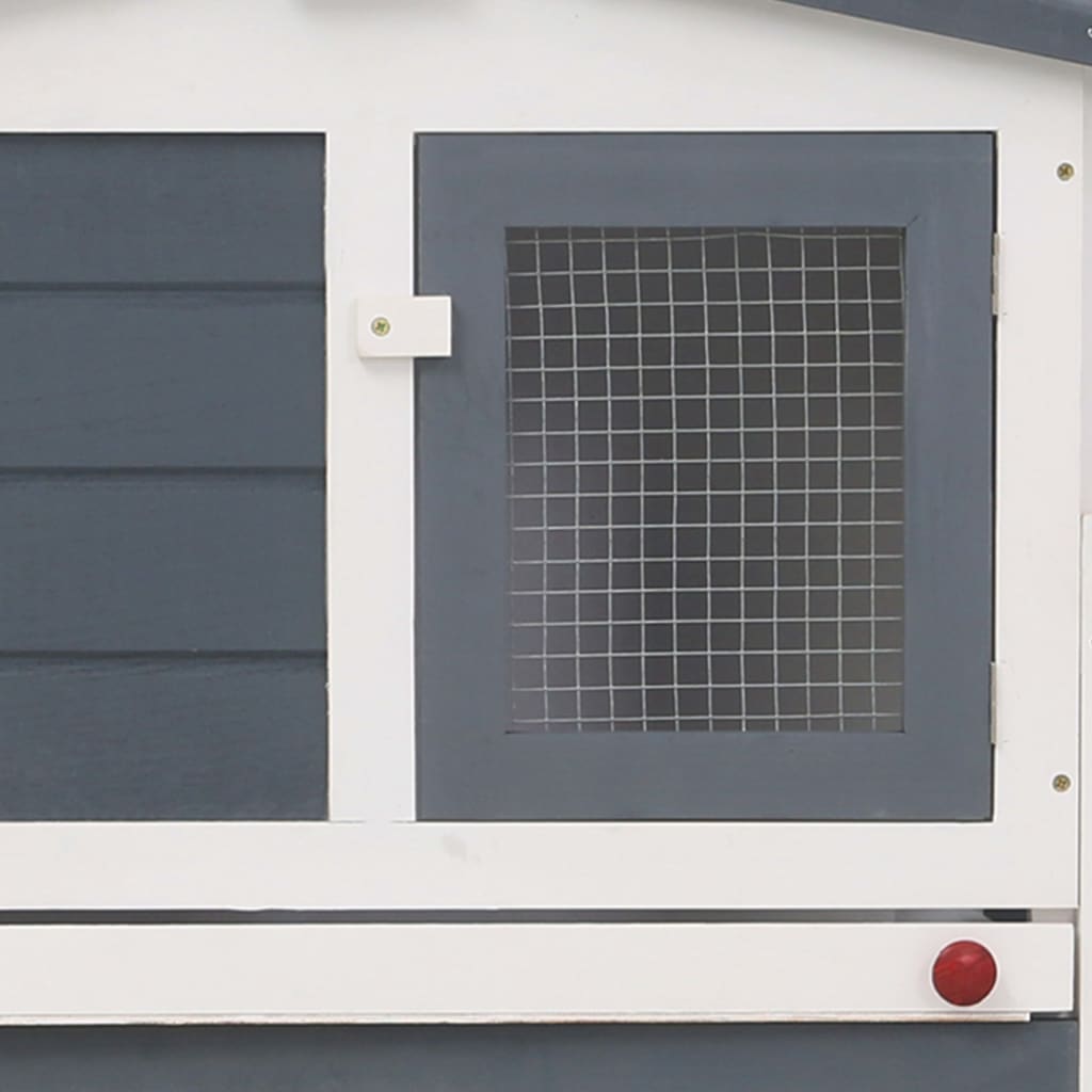 Large outdoor rabbit cage, gray and white, 204x45x85 cm, wood