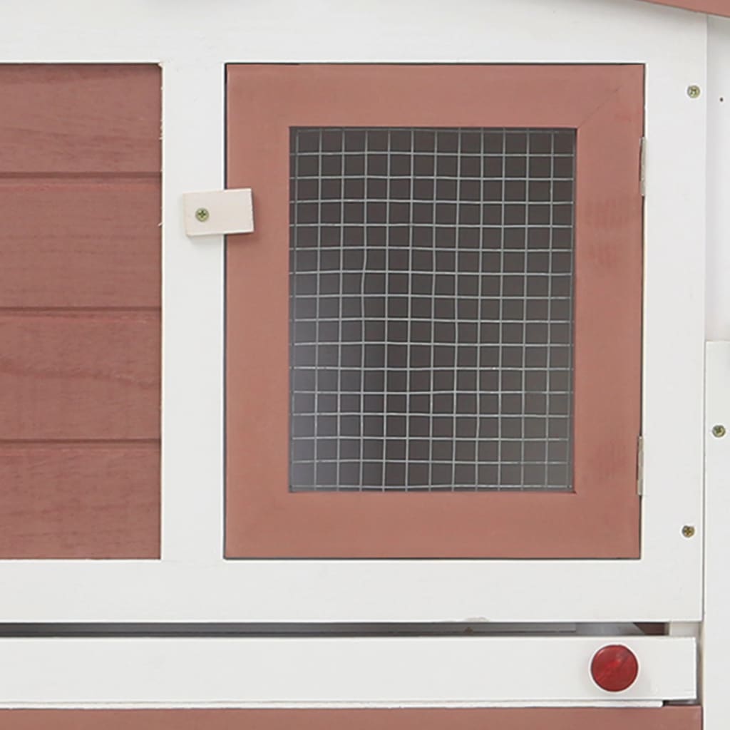 Large outdoor cage for rabbits, brown and white, 204x45x85 cm, wood